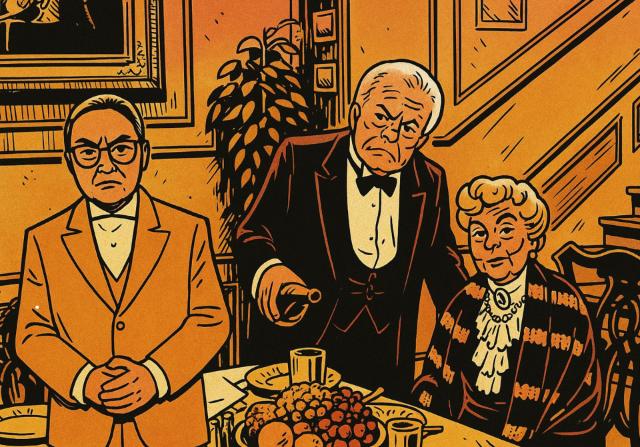 Karikatur zu Dinner for one