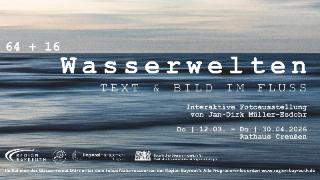 Wassermotiv mit Titel der Ausstellung