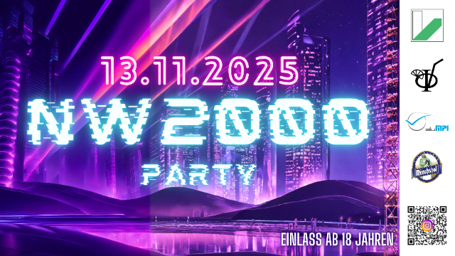 Partyplakat der FS MPi für die NW2000-PARTY im Stil der 2000er 