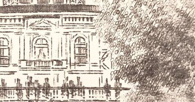 Ausschnitt eines mit der Schreibmaschine getippten Bildes des Festspielhauses