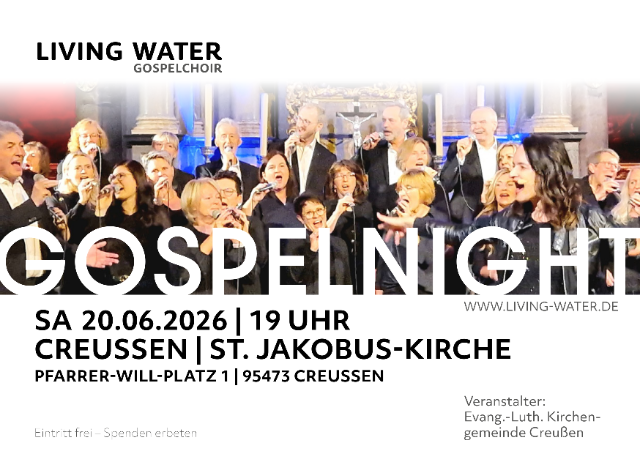 Flyer Gospelnight LIVING WATER in Creußen