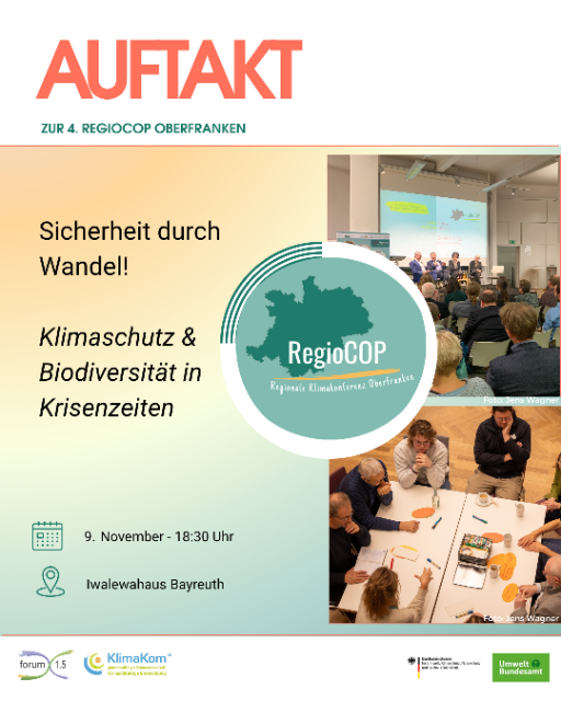 Share Pic zur Auftaktveranstaltung, Logo in der Mitte, Beispielbilder aus vergangen Veranstaltungen