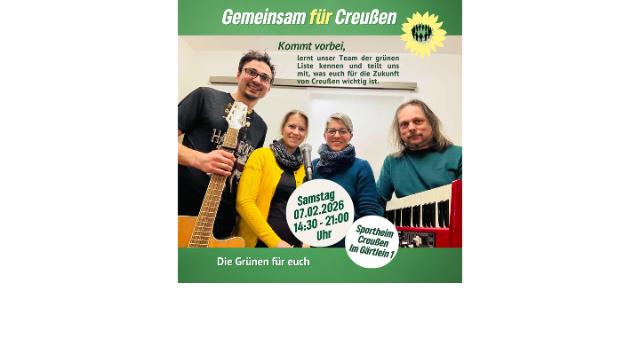 Das Plakat zeigt vier Kandidierende