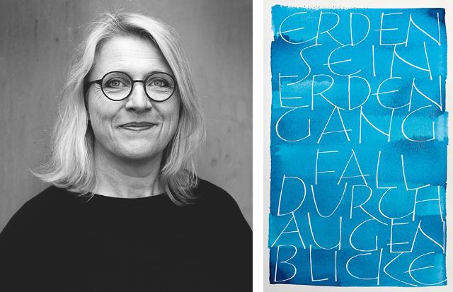 Porträt Andrea Wunderlich und Schriftkunst mit Jean Paul Texten