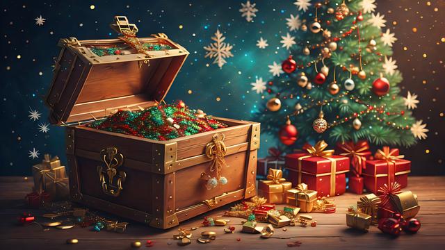 Weihnachtskiste mit Geschenken