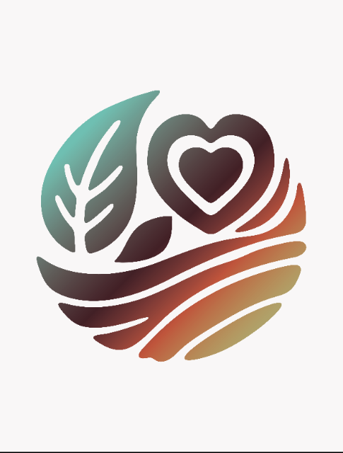 Das Logo von LoveNatureArts: eine verschiedenfarbige Kugel, eingearbeitet ein Blatt und ein Herz.
