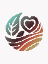 Das Logo von LoveNatureArts: eine verschiedenfarbige Kugel, eingearbeitet ein Blatt und ein Herz.