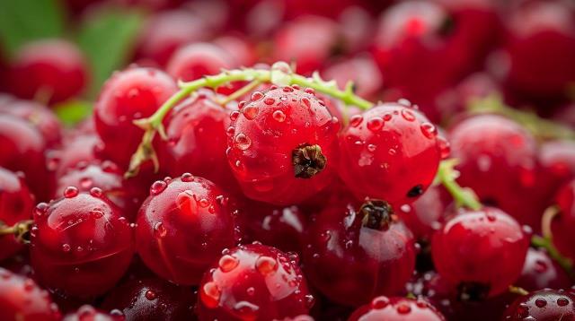 Johanissbeeren mit Wassertropfen