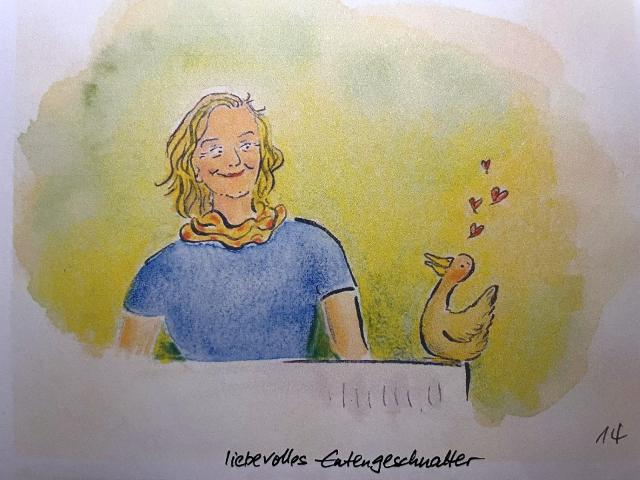 Ente liebt Frau