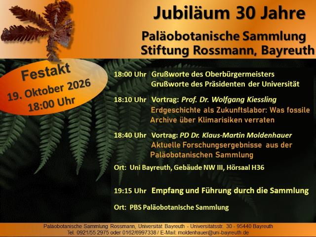 Anjünidigung Programm Jubiläum Paläobotanische Sammlung